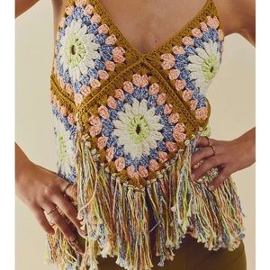 SUMMER OF LOVE HALTER TOP X FREE PEOPLE xs/s hand crocheted 100% cotton